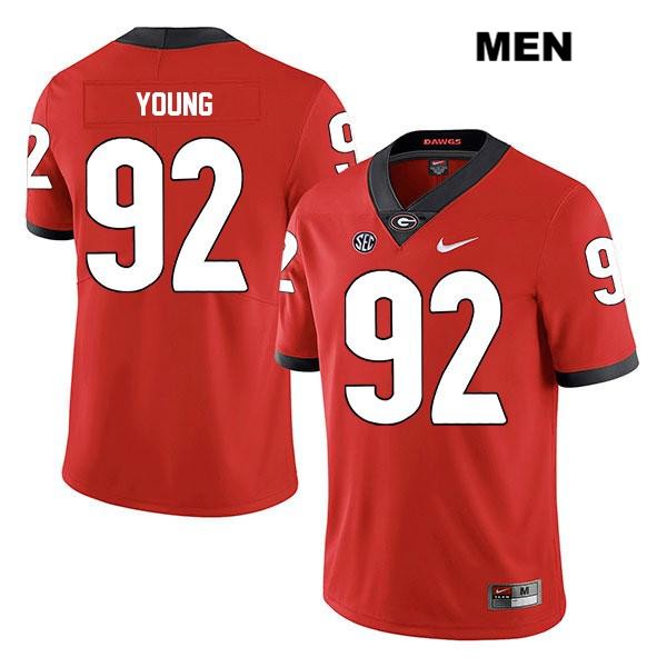 Georgia Bulldogs Men's Justin Young #92 NCAA Legend Authentic Red Nike Stitched College Football Jersey IMJ8056MK